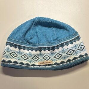 Columbia Teal and White Geometric Beanie